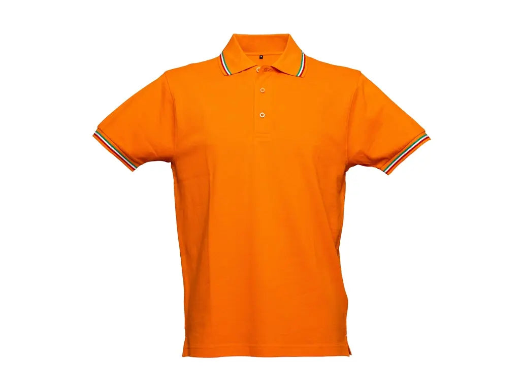 polo lavoro colore arancio uomo piqué pettinato con piping