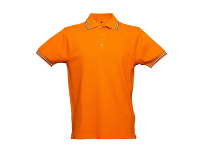 polo lavoro colore arancio uomo piqué pettinato con piping