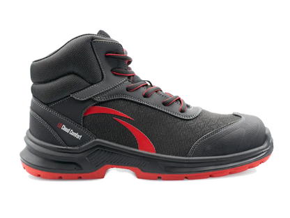 Scarpa antinfortunistica alta CHESTER impermeabile WR HRO PS nero rossa
