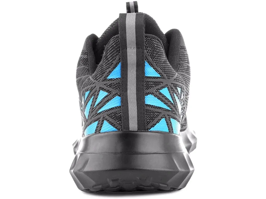 Inserti riflettenti e rinforzo tallone in microfibra – scarpe S1PL basse. Vista posteriore