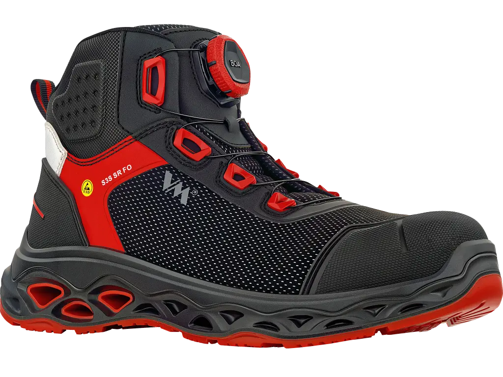 Suola antiscivolo scarpe antinfortunistiche HONGKONG rosso nero