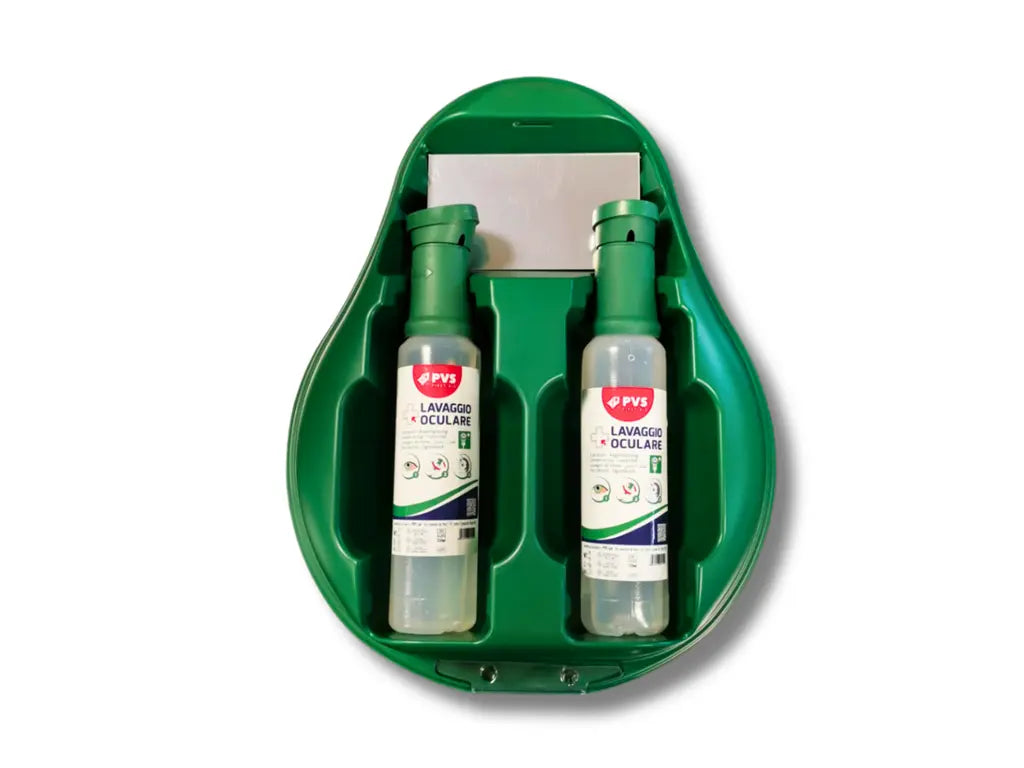 Stazione MINI DROP lavaggio oculare 2×250 ml con supporto antipolvere – PWSTORE