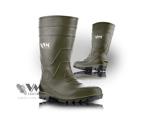 Stivali da lavoro lavabili verdi per ambienti umidi e pulizie professionali