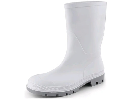 Stivale da lavoro ERIS bianco in PVC impermeabile con suola antiscivolo, ideale per industria alimentare, pulizie professionali e ambienti umidi.