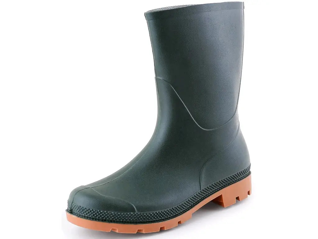 Stivale in gomma da donna ATEN verde in PVC impermeabile con suola antiscivolo, ideale per agricoltura, giardinaggio e attività all'aperto.