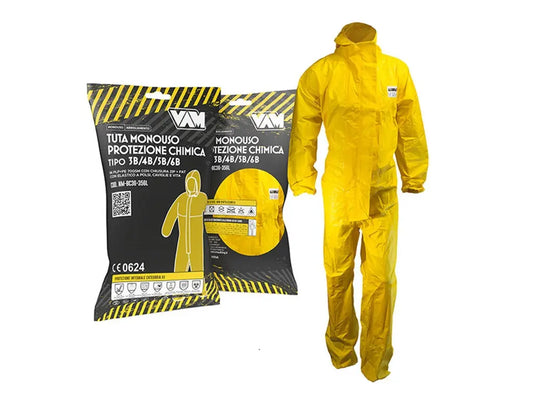 tuta protezione chimica 3B 4B 5B 6B gialla DPI categoria 3